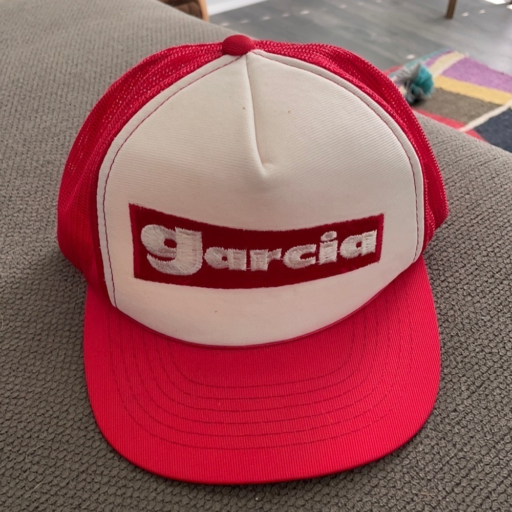 Garcia red and white vintage trucker hat